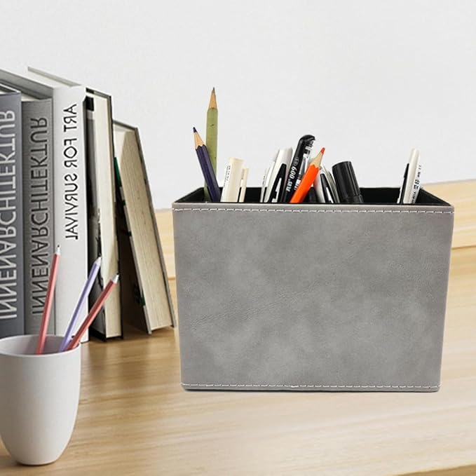 Pen Holder for Desk Pencil Organizer Cute Cup Holders Aesthetic (Smoke Gray, 5.91" x 4.33" x 2.76")