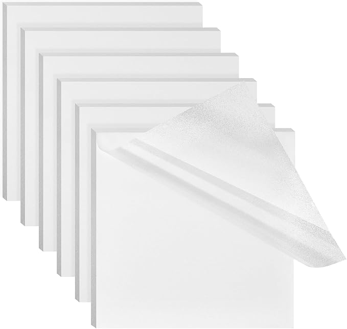 NatureTouch 6 Pack Clear Sticky Notes - Tear-Off Transparent Set for School, Office, Frosted