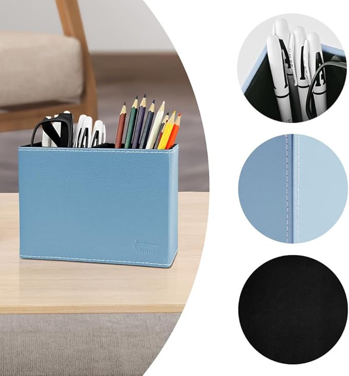 Pen Pencil Holder Cup Container PU Leather Desk Organizer Stand Decor Brush Scissor Holder Decoration Office Desk Home School