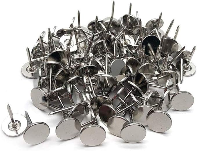 100Pcs Flat Head Upholstery Tacks Home Furniture Decor Tack Upholstery Nails Pushpin Thumb Tacks,Silver Tone (11mmx17mm)