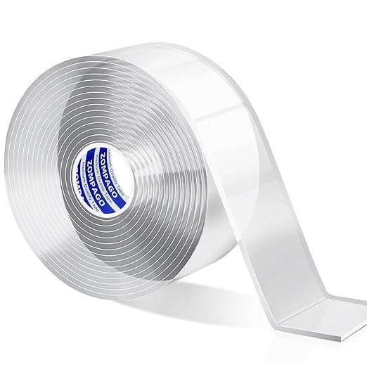 Heavy Duty Double Sided Nano Tape,9.84FT x 1.18in - Waterproof, Strong Adhesion, Clear, High Strength, No Residue Removability for Hanging, Wall Mounting, Home Decor, Adhesive for Shower