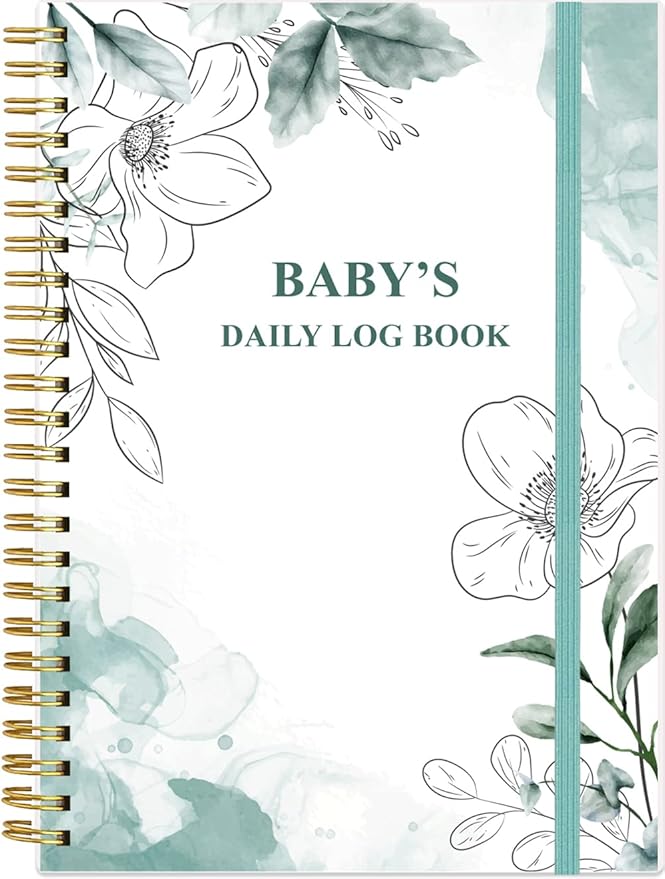 Baby's Daily Log Book - A5 Baby's Tracking for Newborns, 150 Easy to Fill Pages to Track and Monitor Your Newborn Baby's Schedule, Teal Flowers