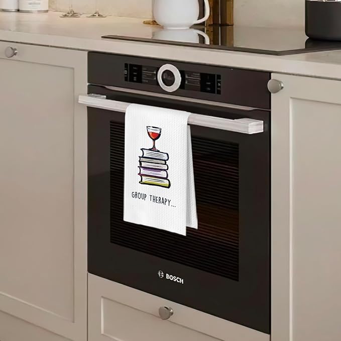 Wine Gifts Kitchen Towels - Wine Lovers Gifts Dish Towels, Book Lover Reader Librarian Gifts Decorative Waffle Hand Tea Towel, 16x24 Inches