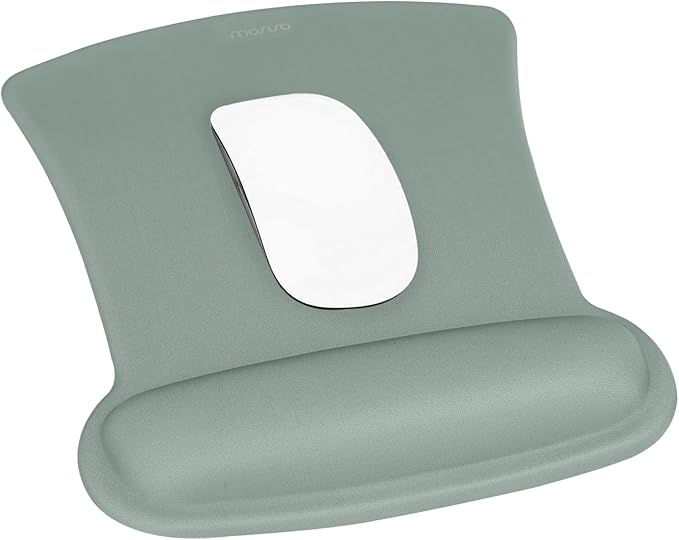 MOSISO Wrist Rest Support for Mouse Pad & Keyboard Set, Ergonomic Mousepad Non-Slip Base Home/Office Pain Relief & Easy Typing Cushion with Neoprene Cloth & Raised Memory Foam, Antique Green