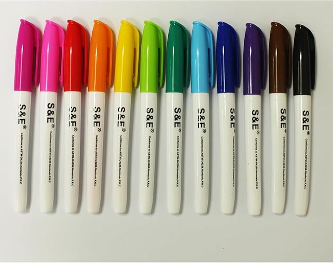 S & E TEACHER'S EDITION 24 Pcs Dry Erase Markers, 12 Assorted Colors with Low-Odor Ink, Fine Tips Whiteboard Markers, for School, Office, Home