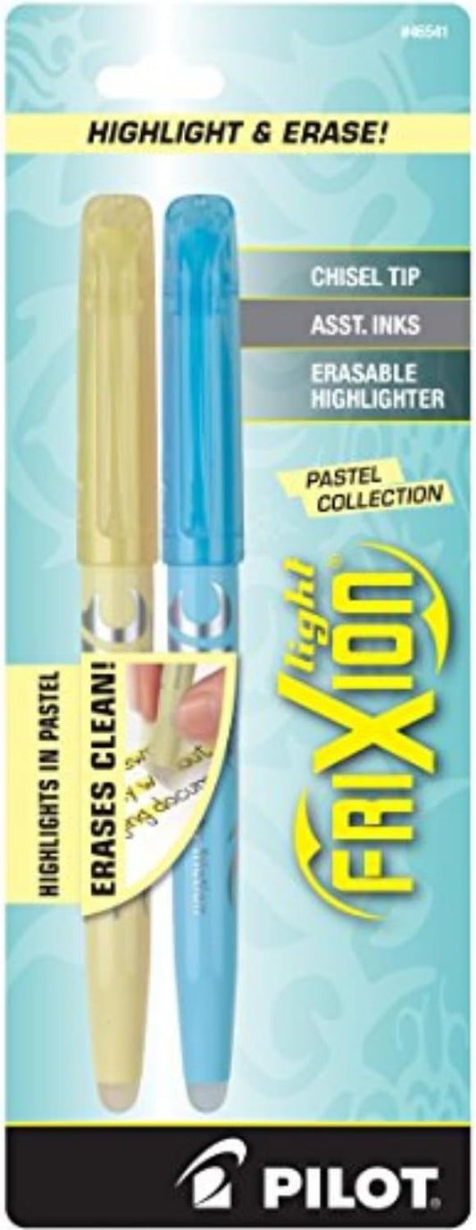 Pilot FriXion Light Pastel Erasable Highlighters, Chisel Tip, Assorted Colors, 2 Count