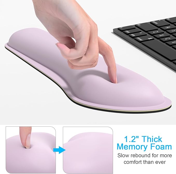 Dapesuom Keyboard Wrist Rest Set, Cute PU Leather Wrist Cushion for Computer Keyboard and Mousepad, Memory Foam Mouse Pad Rests Support with Non-Slip Base for Typing Pain Relief, Laptop, Queen Pink