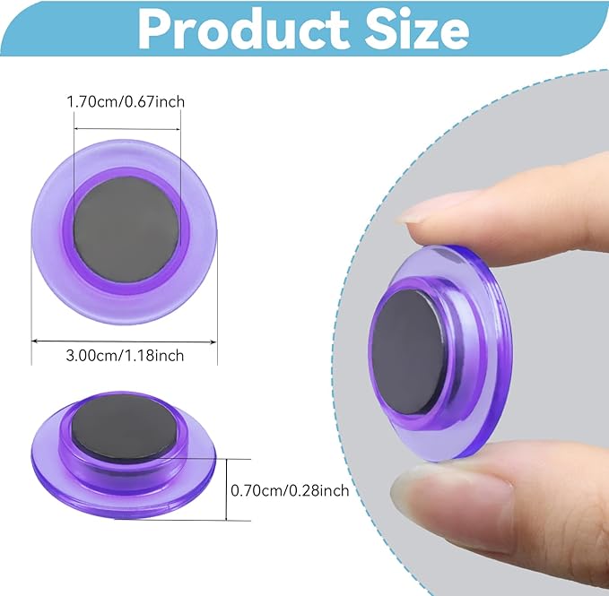 ZDZBLX Fridge Magnets, 28 Pack Magnet Strong Magnets Refrigerator Magnets Small Magnets for Whiteboard, Heavy Duty Magnets Mini Magnets Cute Round Magnets for Fridge, Locker, Classroom,Office (Purple)