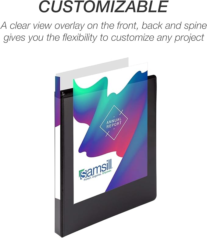 Samsill Durable 0.5 Inch Binder, Made in The USA, D Ring Binder, Customizable Clear View Cover, Black, 24 Pack, Each Holds 125 Pages