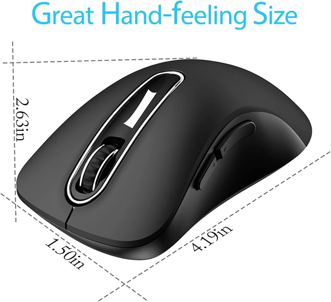 memzuoix 2.4G Wireless Mouse, 1400 DPI Computer Mouse with USB Receiver, Portable Wireless USB Mice Battery Powered Cordless Mice for Laptop, PC, Desktop, 5 Buttons (Black)