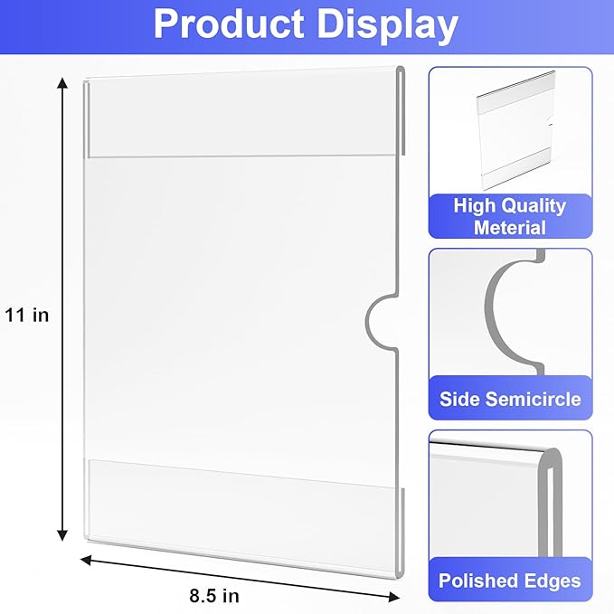 8.5x11 inches Acrylic Sign Holder Wall Mounted Portrait Nami Tape, 8 1/2 x 11 Clear Plastic Plexiglass Sign Holder for Office, Home, Store, Restaurant Window Door -No Drilling(3 Pack)
