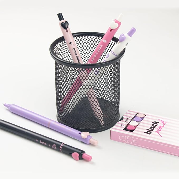 5 Pcs Colorful Gel Pens,0.5mm Fine Point for Journaling Note Taking Writing, Quick Dry Black Ink Pens for Office School Supplies Gifts for Women Teacher Students (Pink heart)