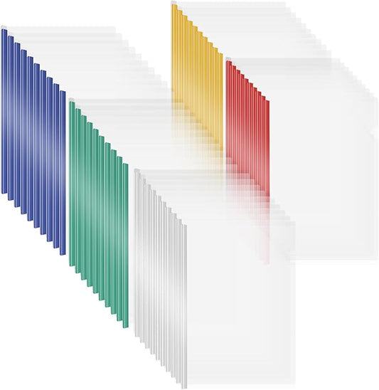 50 Pack Clear Report Covers with Sliding Bars 70 Sheet Capacity 9mm Transparent Resume Folders Binding Bars for Documents File Report Paper