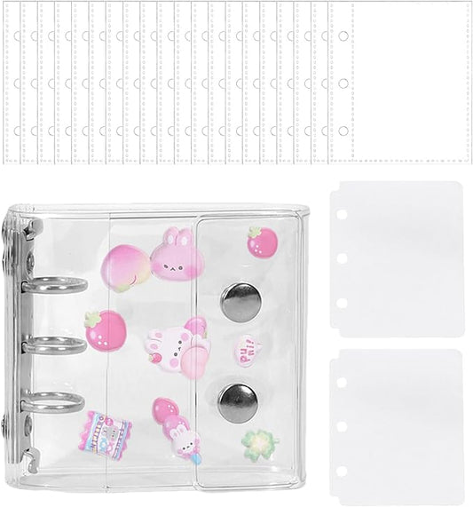 Clear Paper Binder - Photo Collecting Book - Portable Sticker Book - for Journal Cards Receipts Tickets Small Accessories Students Teachers Office Professionals Administrative Staff School