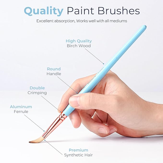 Nicpro 30pcs Paint Brush Set, Aesthetic Pastel Paintbrushes with Paint Spatula and Cloth Roll, Craft Paint Brushes for Acrylic Painting Oil Watercolor Gouache, Art Supplies for Artists and Beginners