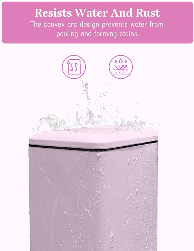 Pink Trash Can, 1.3 Gallon Bathroom Trash Can with Lid, Stainless Steel Pedal Trash Bin Removal Inner Bucket, Small Grabage Can for Bathroom,Bedroom,Home Office