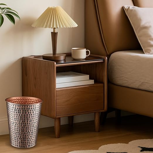 Monarch Abode Handcrafted Metal Wastebasket Trash Can for Home Office Bedroom, Decorative Wastebasket, Modern Bathroom Decor, Durable, Hand Hammered, Antique Copper Finish