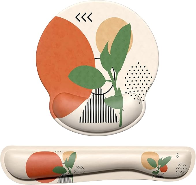 Dapesuom Keyboard Wrist Rest and Mouse Pad with Wrist Support, Memory Foam Cushion for Keyboard and Mouse Set, Ergonomic Desktop Pad Rests with Non Slip Base for Easy Typing & Pain Relief, Painting