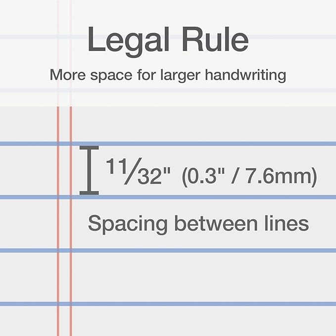Oxford 8.5 x 11.75 Inch Legal Pads, 3 Pack, Wide Ruled on Both Sides, White Paper, 50 Perforated Sheets Per Writing Pad, Proudly Made in the USA (1017036)