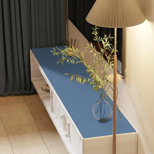 Leather Table Cover,1.8mm Thick,17x72 Inch Desk Cover,Dresser Cover Top,Dresser Protector Top,Dresser Cover,End Table Cover.(Grayish Blue+Dark Green,17x72)