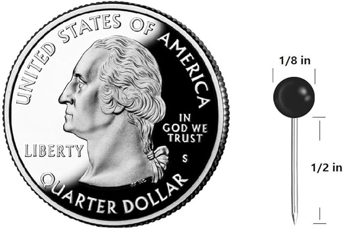 Yalis Push Pins Map Tacks 1/8-Inch Assorted Color Beads Head Map Marking Push Pins,500-count (Black)