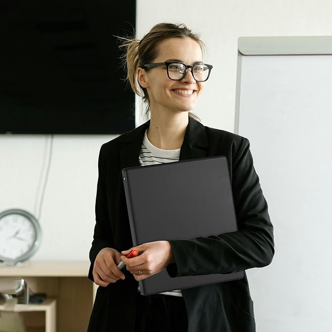 COMIX Sturdy 3 Ring Binder 0.5 inch with Clear View Cover, 1/2" Round Ring View Binder, PVC-Free, 100 Sheets Capacity of US Letter Size Paper, Office ＆ School Supplies, Pack of 12 (Black)