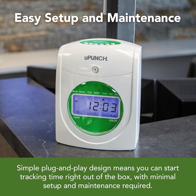 uPunch HN3500 Advanced Time Clock Bundle for Small Business: Complete Employee Time Tracking System with 100 Time Cards, 2 Racks, 2 Ribbons, and 6 Keys