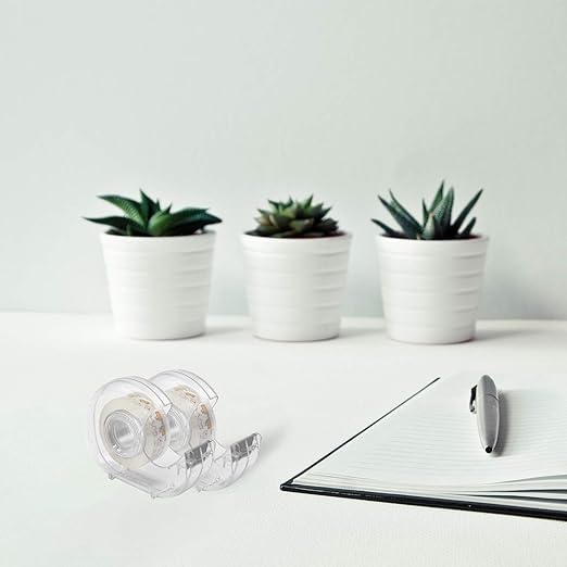 BOMEI PACK Office Transparent Tape with Dispenser, 16PACK Clear Refill Rolls Gift Wrap Tape Dispenser, 3/4in x 1000in