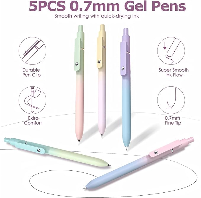 56PCS Aesthetic School Supplies Cute Stationary Set with Large Pencil Case, Stylus Ballpoint Pens, Highlighters, Gradient 0.7mm Gel Pens,Mechanical Pencils 0.5-0.7mm, College Student Essential(purple)