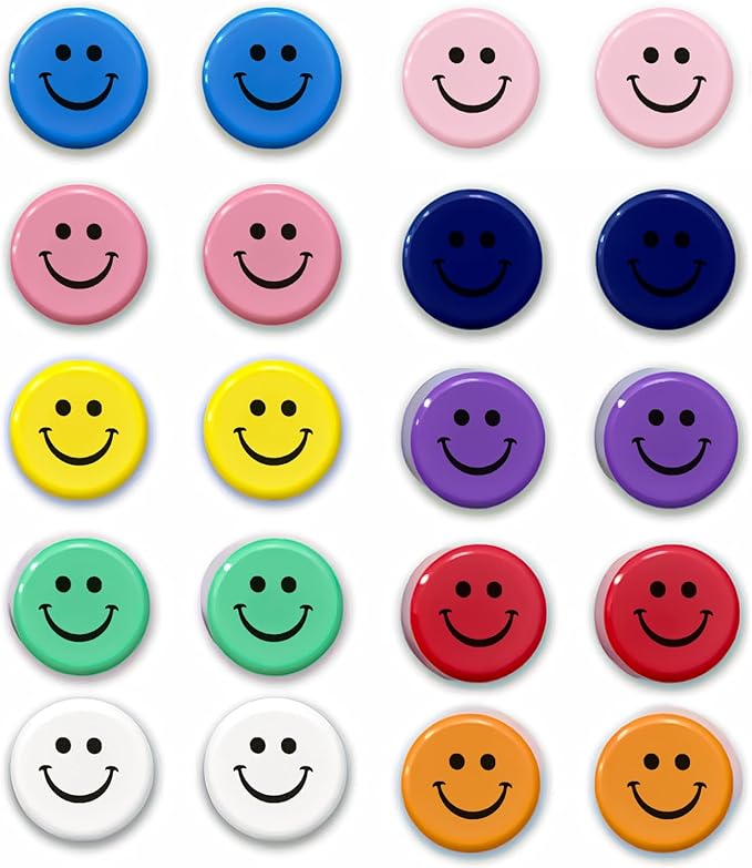 Qualsen Fridge Magnets, Funny Cute Refrigerator Magnets for Whiteboard, Locker, Office, Classroom (Smile-20pcs)