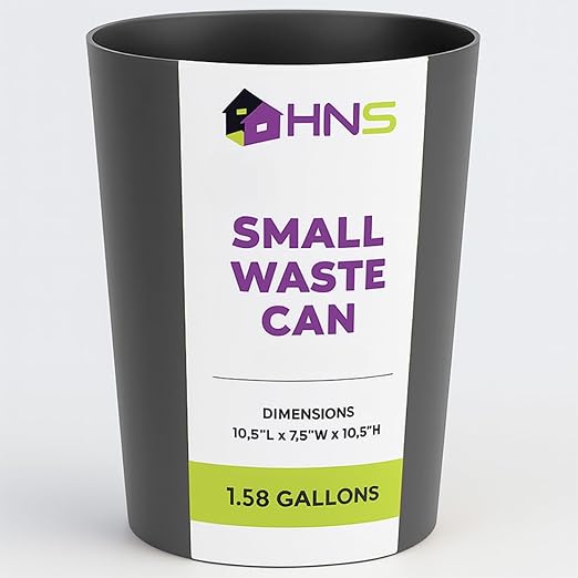 HOLDN’ STORAGE Small Trash Can - 1.58 Gallon Open Top Waste Bin, Compact Waste Can Perfect for Bathroom, Kitchen, Office, Dorm - Durable Garbage Can - Grey