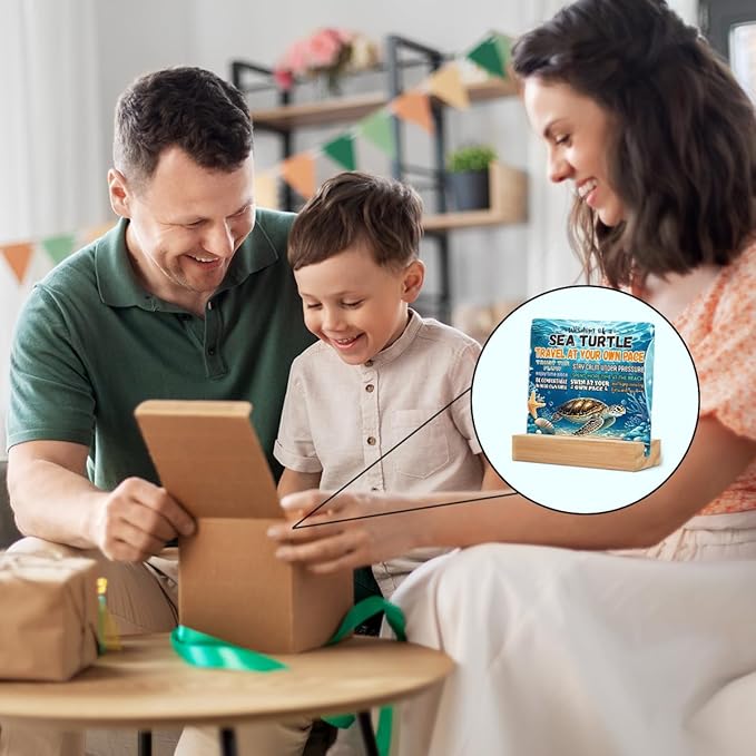 Sea Turtles Office Decor Sign, Sea Turtle Inspirational Gifts Clear Acrylic Sign With Wooden Stand, Thank You Gifts for Home Office Desk Decorative Signs for Tabletop Shelf Desk Accessories Decor