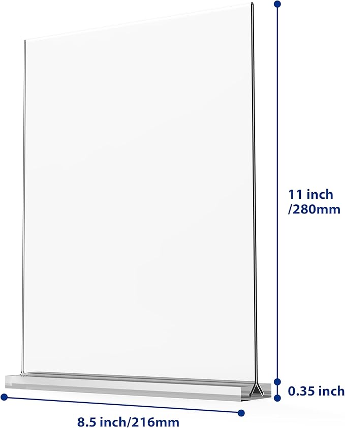 Acrylic Sign Holder Desktop Display Holder (3 Pack 8.5x11 Clear)