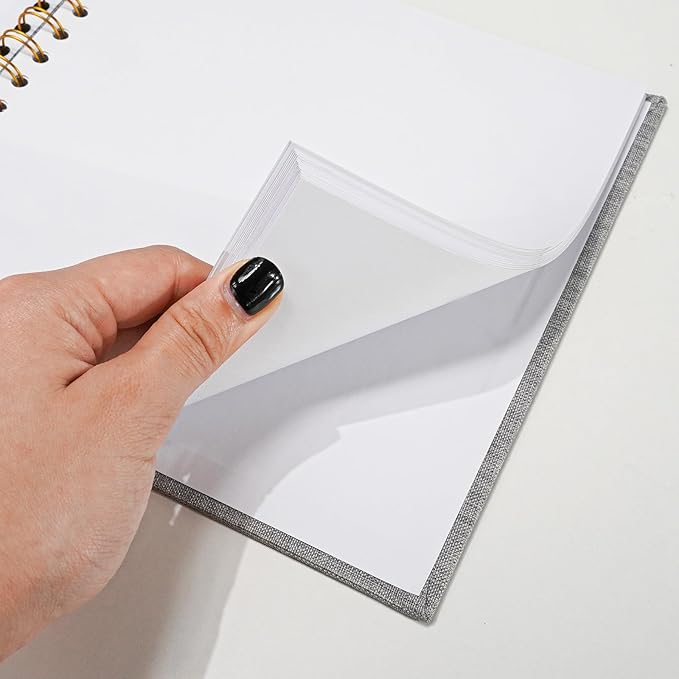 Vienrose 8x8 Inch Scrapbook DIY Small Hardcover Kraft White Pages Scrapbook Photo Album Linen Cover Scrap Book Photo Albums Scrapbooking Supplies Kit for Couple Family Wedding Travel