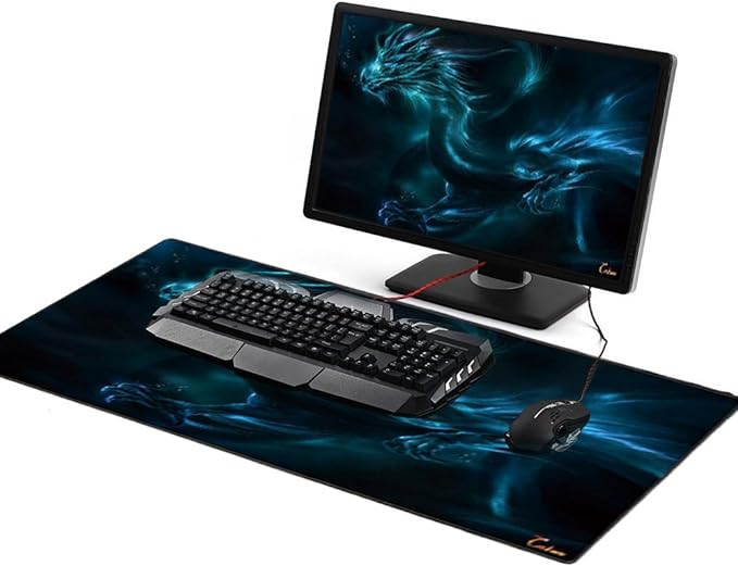 XXL Professional Large Mouse Pad & Computer Game Mouse Mat (35.4x15.7x0.1IN, Dragon)