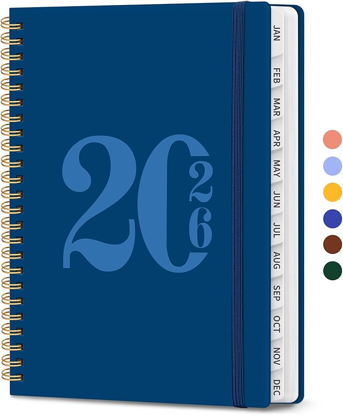 2026 Planner, Weekly and Monthly Calender Planner, Jan 2026 to Dec 2026, Hardcover 2026 Calendar Planner Book with Tabs & Inner Pocket, Office Home School Supplies for Women & Men - A5 (6.3" x 8.5"), Navy Blue