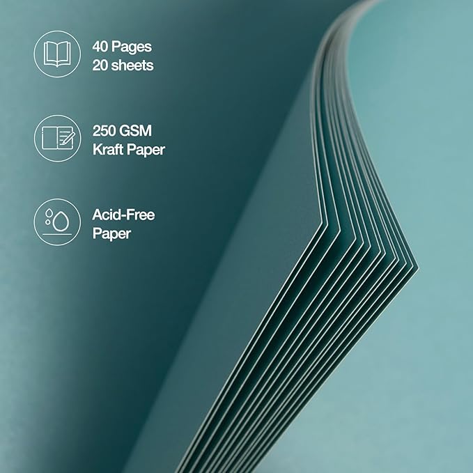 potricher 8 x 8 Inch DIY Scrapbook Album 40 Pages Hardcover Kraft Paper Scrap Book Photo Albums Memory Book for Wedding and Anniversary Family (Blue, 8 Inch)