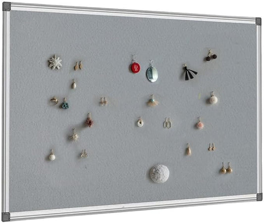 BIBOC Grey Fabric Bulletin Board, 36 x 24 inch, Wall Mounted Fabric Notice Board Cork Bulletin Board, Felt Board, Pin Board, Memo Board Sliver Aluminum Framed for Homes or Offices School