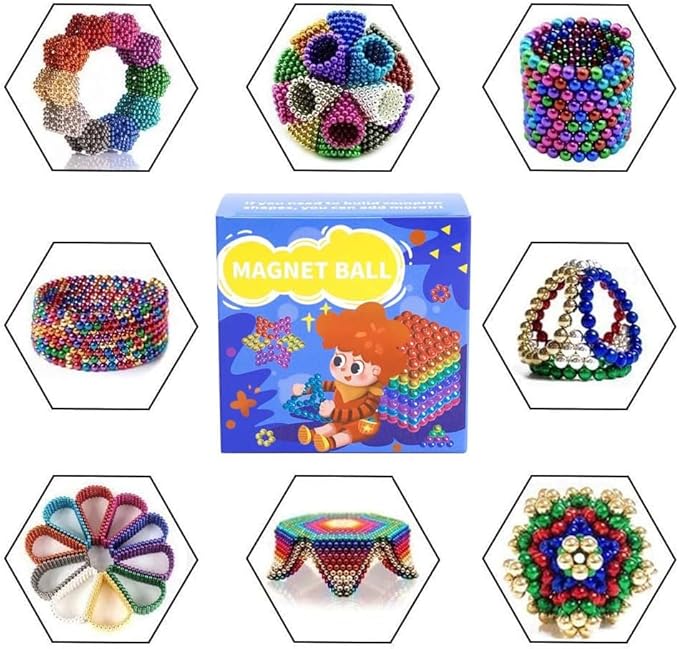 1000pcs Upgrade Balls Original Balls Creative 3D Fidget Building Desk Toy for Stress Relief Beads Putty Toy Slime (8Color-3MM-512pcs)