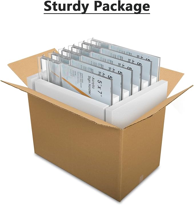 MaxGear 5x7 Acrylic Sign Holder 6 Pack, Clear Table Display Stand， Double Sided Flyer Menu Holder Photo Frame, Plastic Paper Holder Acrylic Picture Frames for Stores, Restaurants, Hotels, Office