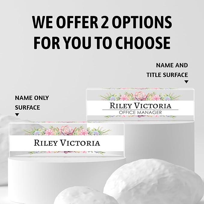 Personalized Name Plate for Desk, Custom Desk Name Plate, Acrylic Name Plate Office Desk Accessories, Personalized Office Gifts for Coworkers Teachers, Employee Appreciation Gifts (A-Victoria)