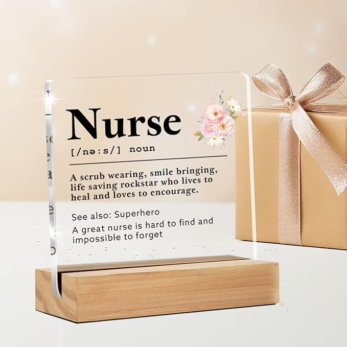Funny Nurse Gifts, Nurse Appreciation Gifts for Birthday Christmas Retirement, Thank You Gift for Nurse, Nurse Definition Clear Acrylic Sign
