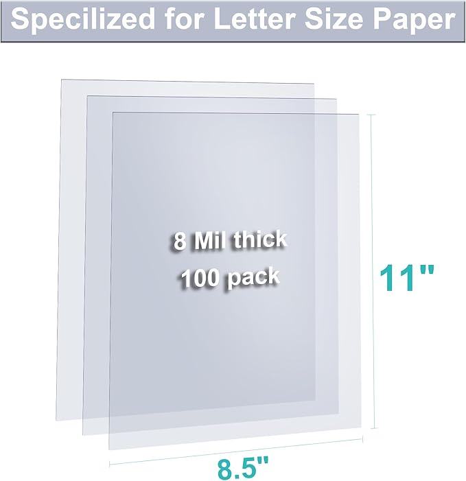 HOUYEE 100 Pack Ultra Clear Binding Presentation Covers, Clear Report Covers, Polythylene Terephthalate,8 Mil,8-1/2 x 11 Inches, Letter Size