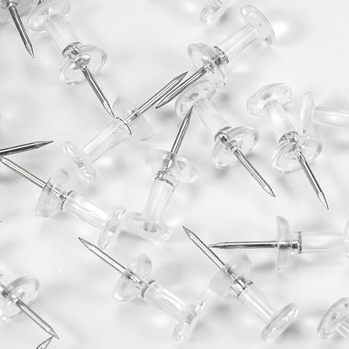 Yalis Push Pins 600 Count, Standard Clear Thumb Tacks Steel Point and Clear Plastic Head