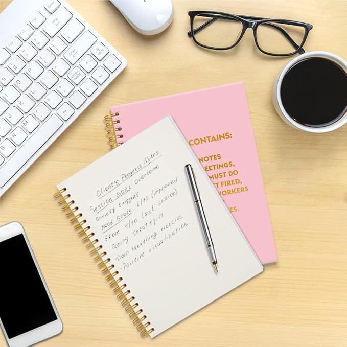 Pointless Notes from Boring Meetings Funny Pink Golden Spiral Notebook, Humorous Office Gifts, Gag Gifts for Coworkers, Funny Office Sarcastic Gifts for Coworkers,Team Members, Employees