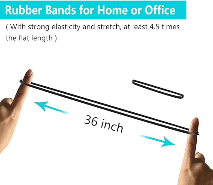 Coopay 180 Pieces Large Rubber Bands Bulk, 8 Inches Heavy Duty Strong Elastic Bands for Office Supply School Home, Securing Trash Can Garbage Cans, File Folders (Black)