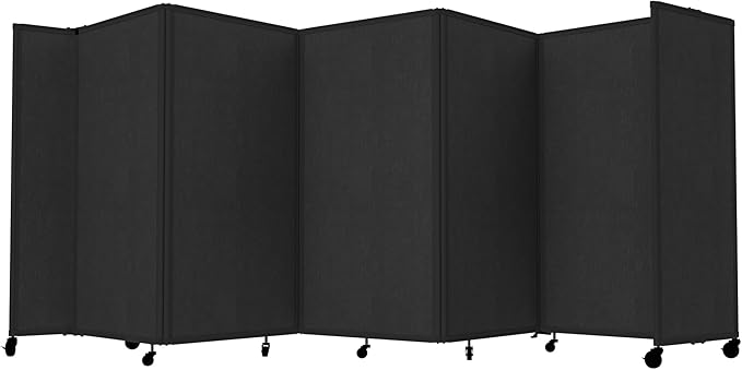 Versare Room Divider 360 Portable Wall Partition | Folding Panels | Large Freestanding Divider | Locking Wheels | Temporary Room Separator