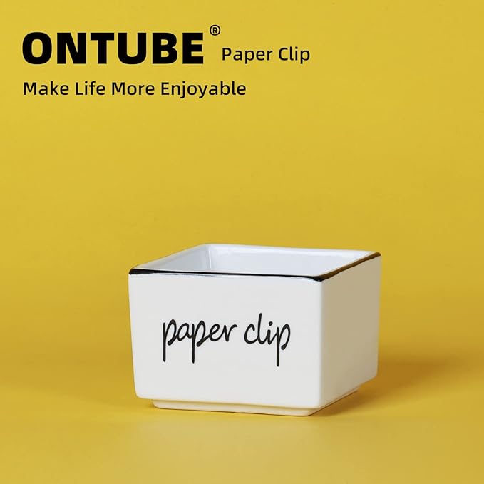 ONTUBE Farmhouse Paper Clip Holders Dispenser Organizer for Desk 3 Inch White