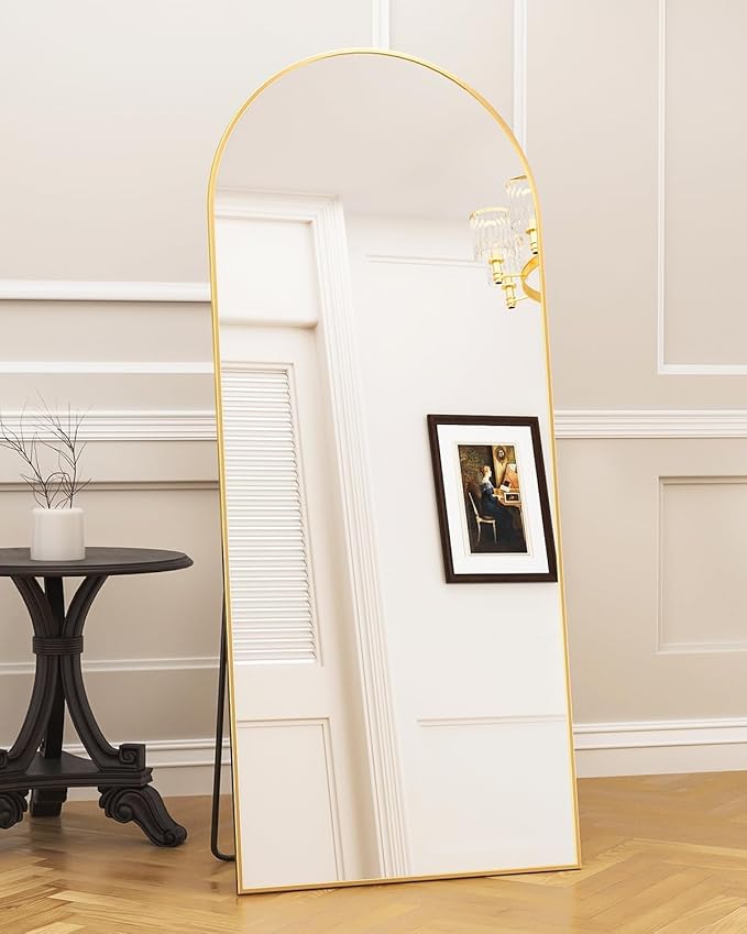 Antok Full Length Mirror, 71"x32" Arched Floor Mirror, Mirror Full Length with Stand, Wall Mounted Mirrors for Living Room Bedroom,Gold
