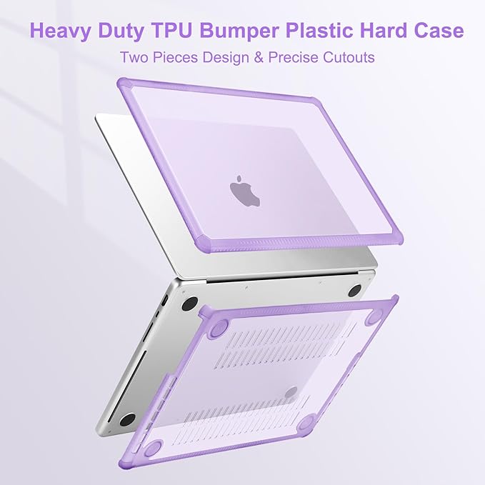 MOSISO Compatible with MacBook Pro 13 inch Case M2 2025-2016 A2338 M1 A2251 A2289 A2159 A1989 A1708 A1706, Anti-Cracking Heavy Duty Plastic TPU Bumper Hard Case&Keyboard Skin&Screen Film, Purple